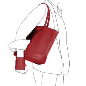 Catherine Loiret, Des sacs en cuir, raffinés, dissimulent des trésors de détails, de flexibilité et de jeux SIMPLISSIME rouge